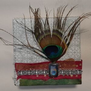 Elegant Peacock Feather Mixed Media Art by [Brand]